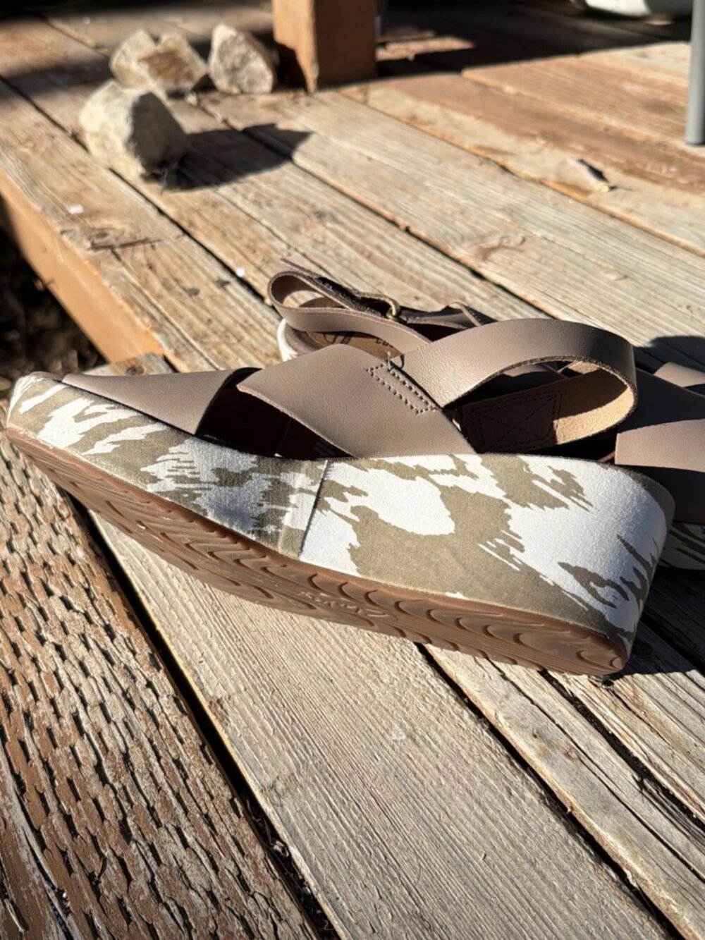 Clarks Stasha Hale Wedge Sandals - Taupe/White - Size 10M - Picture 7 of 9